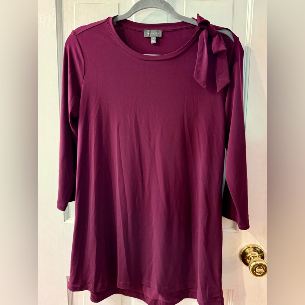 The Limited Women's Burgundy Blouse with Bow Accent - Size M, EUC!